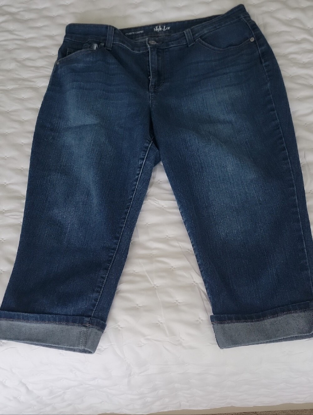 Style & Co. Dark Indigo Cropped Roll-Cuff Capri Jeans, Size 12